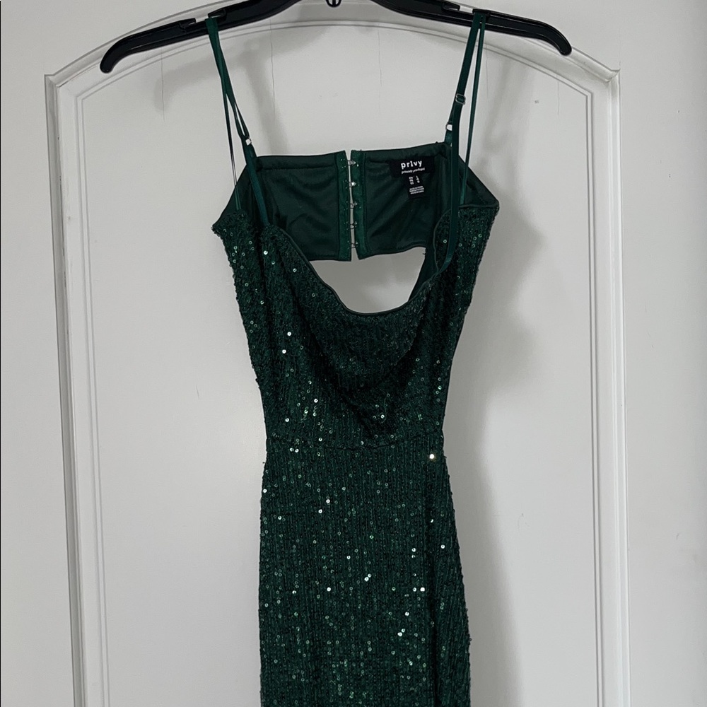 Privy Emerald Backless Sequin Dress
